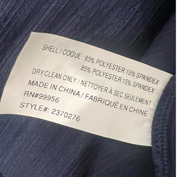 Shoshanna Navy Blue Ruffle Hem Sleeveless Ribbed Sheath Midi Dress size 6 - Picture 11 of 11